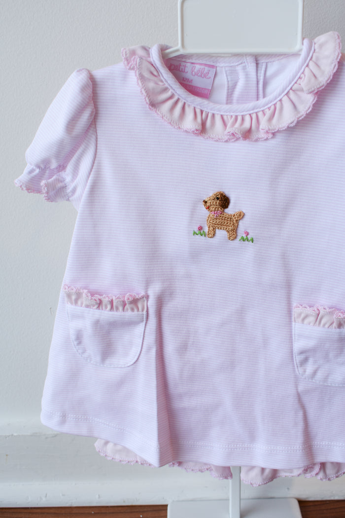 Petit Pups Pink Stripe Knit Bloomer Set