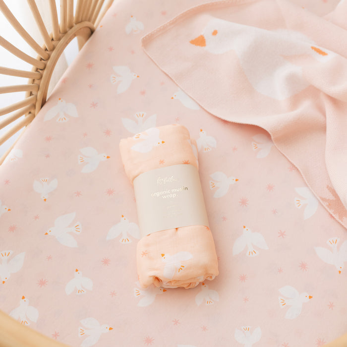 Pink Doves Muslin Wrap Swaddle