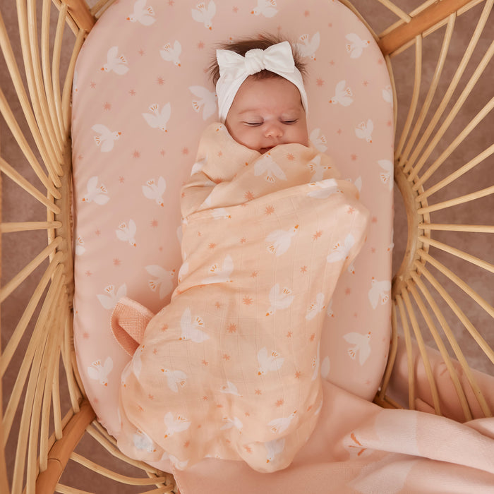 Pink Doves Muslin Wrap Swaddle
