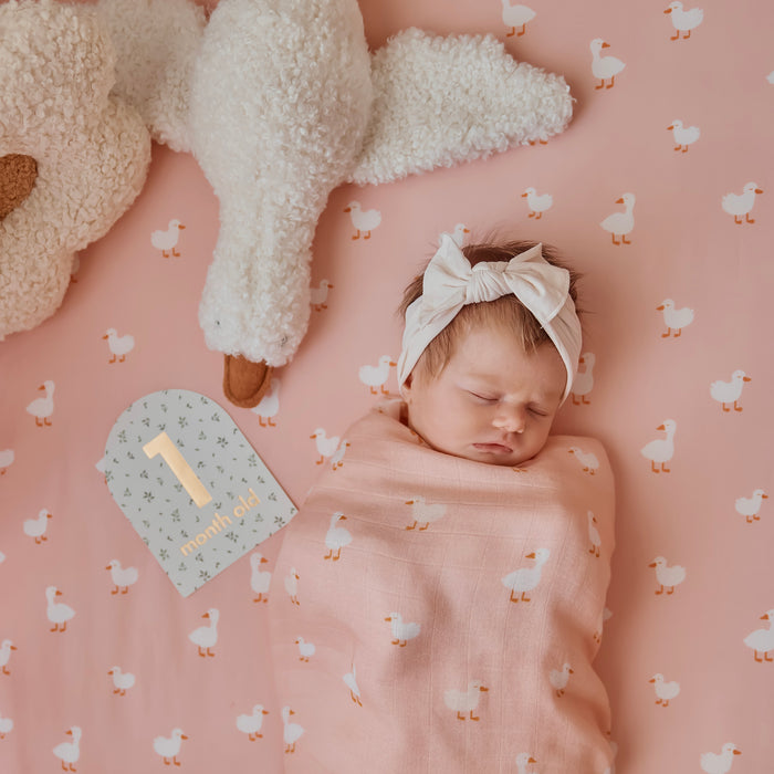 Pink Ducks Organic Fitted Cot Sheet