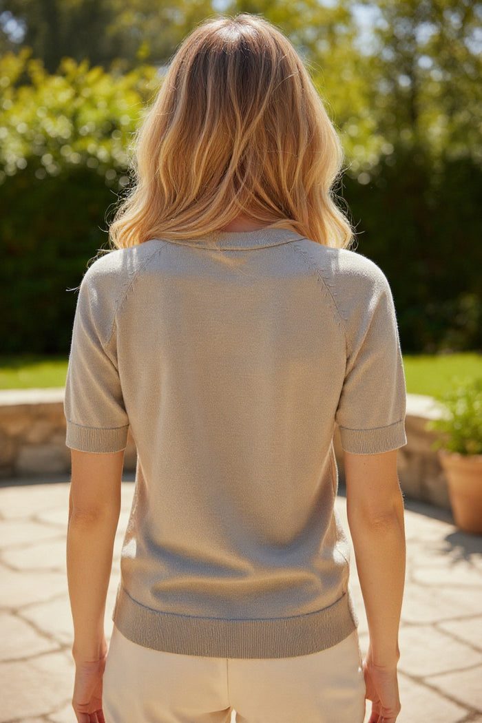 Polo maille zippé beige