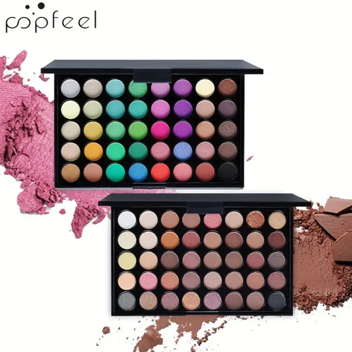 POPFEEL – 40-Color Eyeshadow Palette with Mascara, Eyebrow Pencil & Brush Kit Popfeel