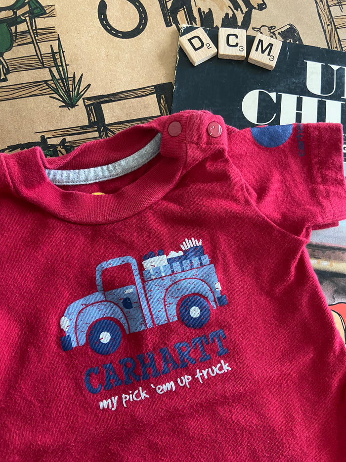 Pre-Loved Carhartt My Pick 'Em Up Truck Bodysuit *9 Months - Deer Creek Mercantile