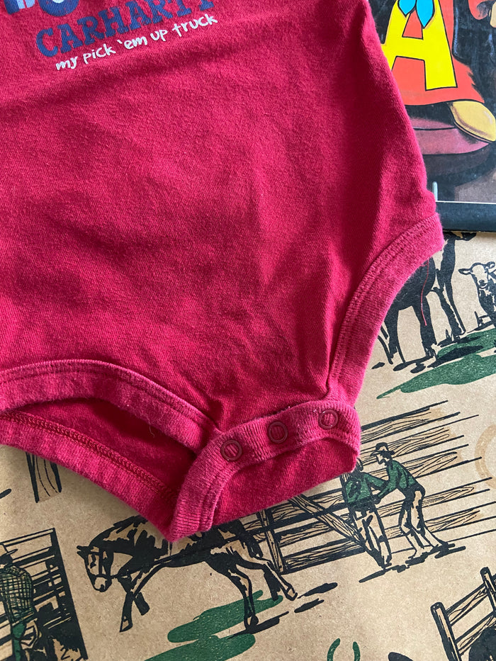 Pre-Loved Carhartt My Pick 'Em Up Truck Bodysuit *9 Months - Deer Creek Mercantile