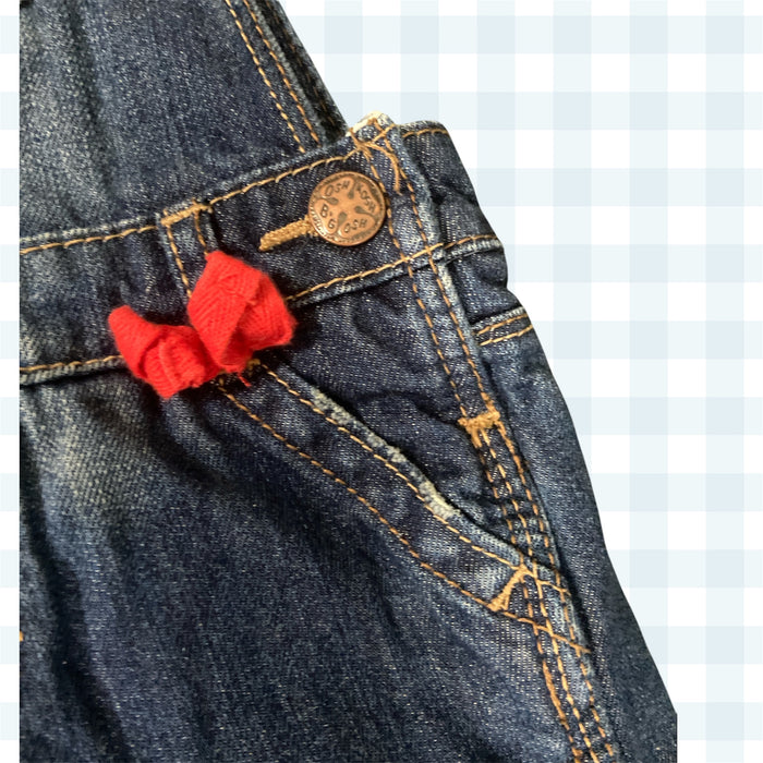 Pre-Loved Oshkosh Overalls With Red Polka Dot Lining *Size 3T, Girls - Deer Creek Mercantile