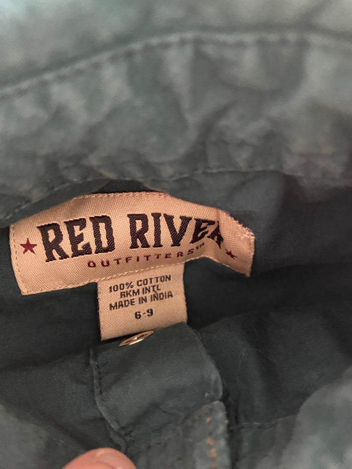 Pre-Loved Red River Outfitters Teal Pearl Snap Western Baby Bodysuit *6-9 Months - Deer Creek Mercantile