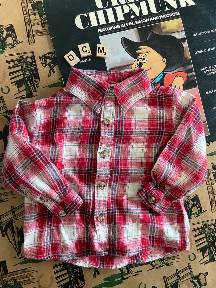 Pre-Loved Wonder Kids Red Plaid Flannel Shirt *18 Months - Deer Creek Mercantile
