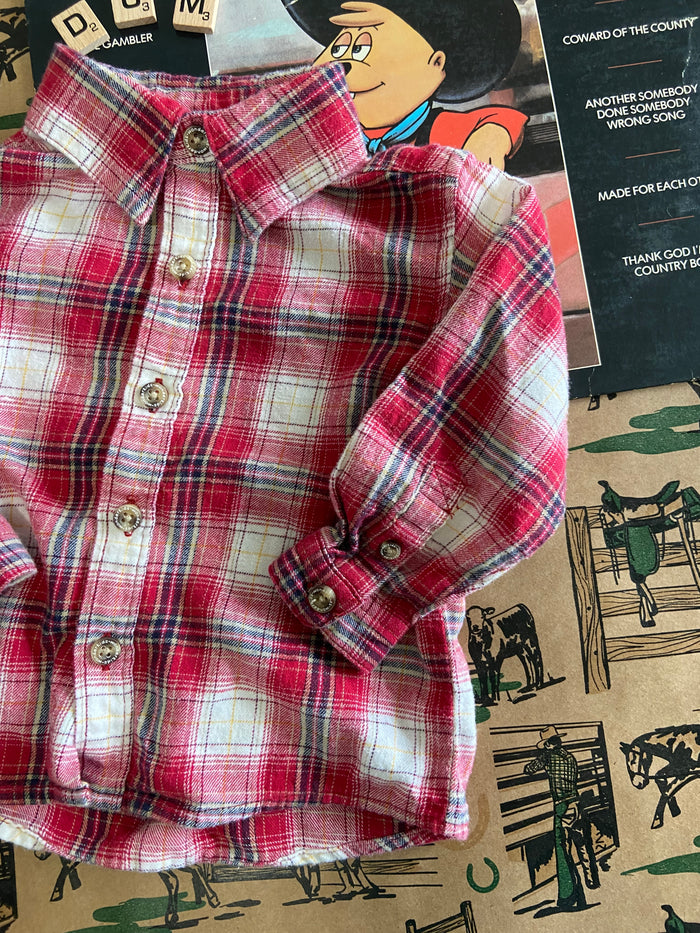 Pre-Loved Wonder Kids Red Plaid Flannel Shirt *18 Months - Deer Creek Mercantile