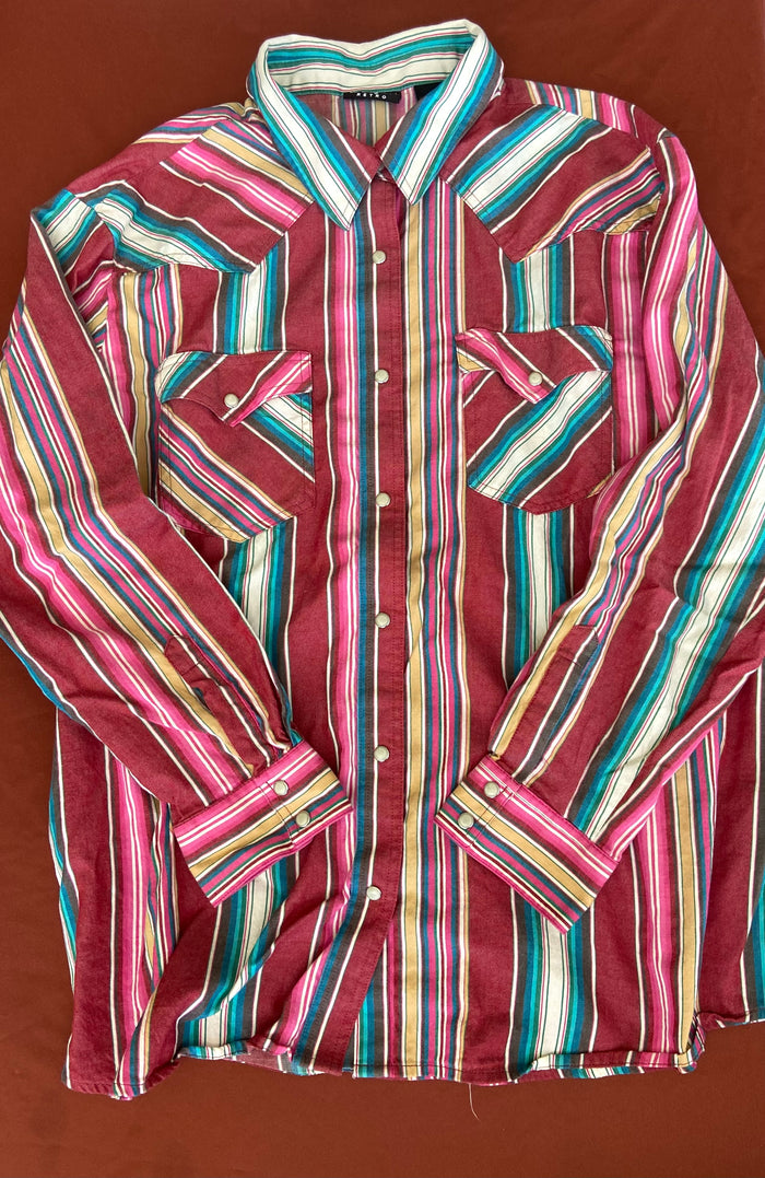Pre-Loved Wrangler Retro Women's Striped Pearl Snap Shirt *Size XXL - Deer Creek Mercantile
