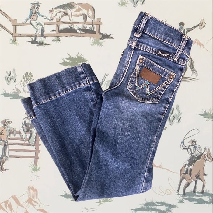 Pre-Loved Youth Girls Wrangler Jeans With Turquoise Stitching *Size 5 Slim - Deer Creek Mercantile