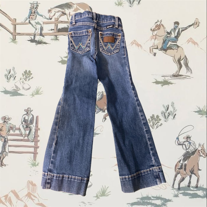 Pre-Loved Youth Girls Wrangler Jeans With Turquoise Stitching *Size 5 Slim - Deer Creek Mercantile