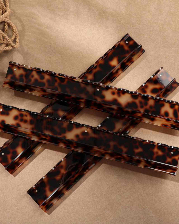 Tortoise shell acrylic mahjong tile racks set of four, stacked display view