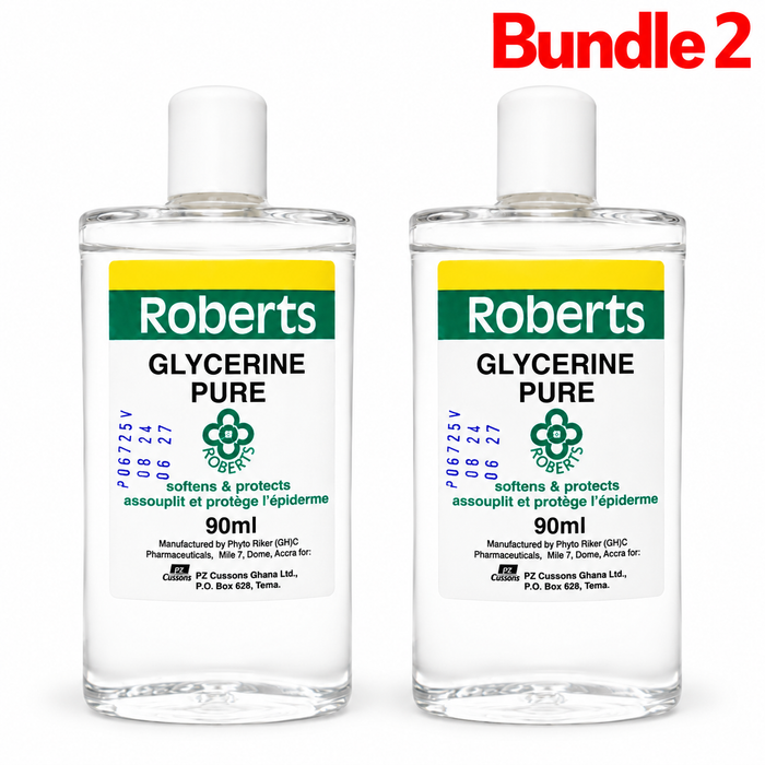 Robert Pure Glycerin 90ml in branded packaging, a moisturizing skincare product designed to hydrate dry skin and leave it feeling soft, smooth, and refreshed.
