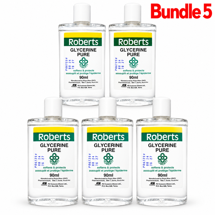 Robert Pure Glycerin 90ml in branded packaging, a moisturizing skincare product designed to hydrate dry skin and leave it feeling soft, smooth, and refreshed.