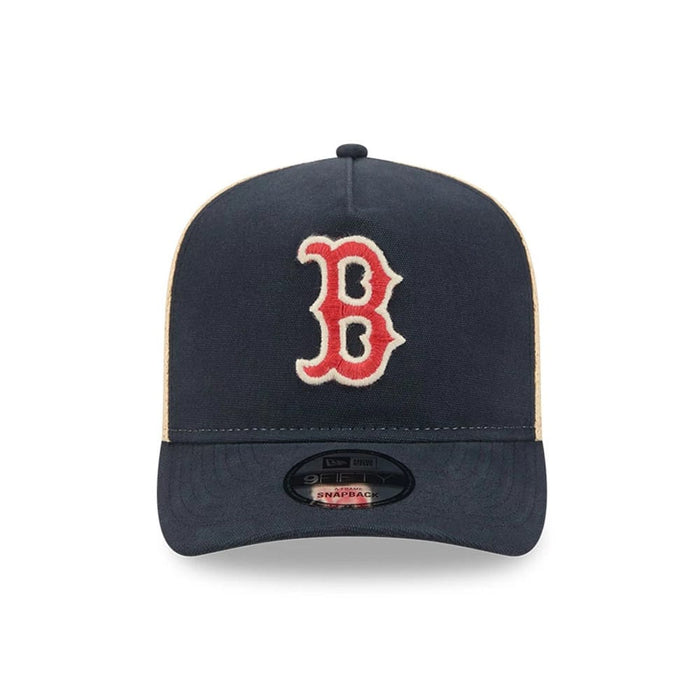 Pictured is this MLB Grained Boston Red Sox 9FIFTY A-Frame Snapback cap in navy. 3