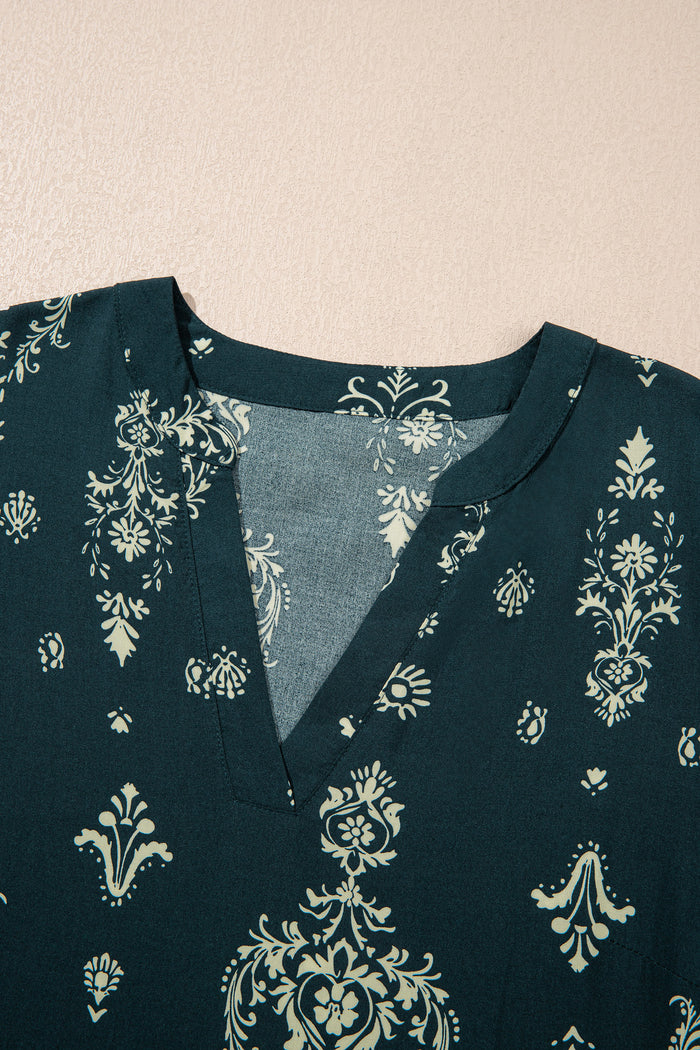Robe courte bleu à imprimé floral bohème