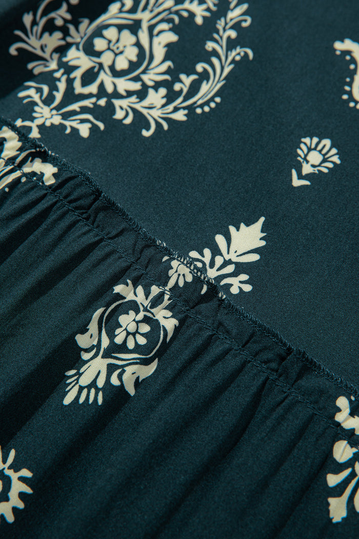 Robe courte bleu à imprimé floral bohème