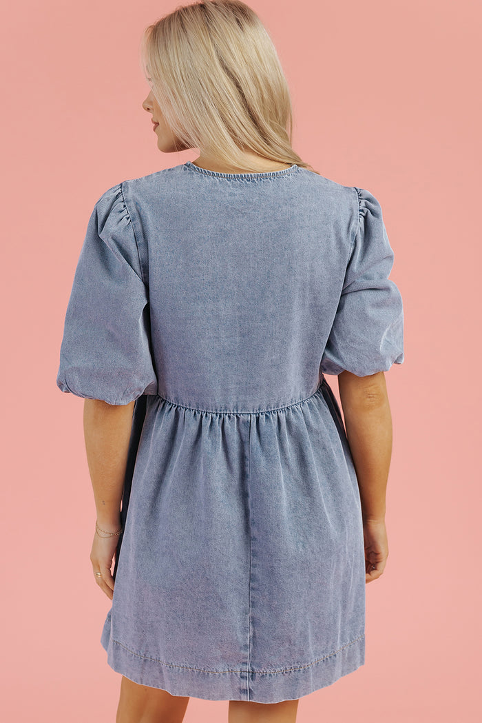 Robe courte en jean bleu crépuscule *