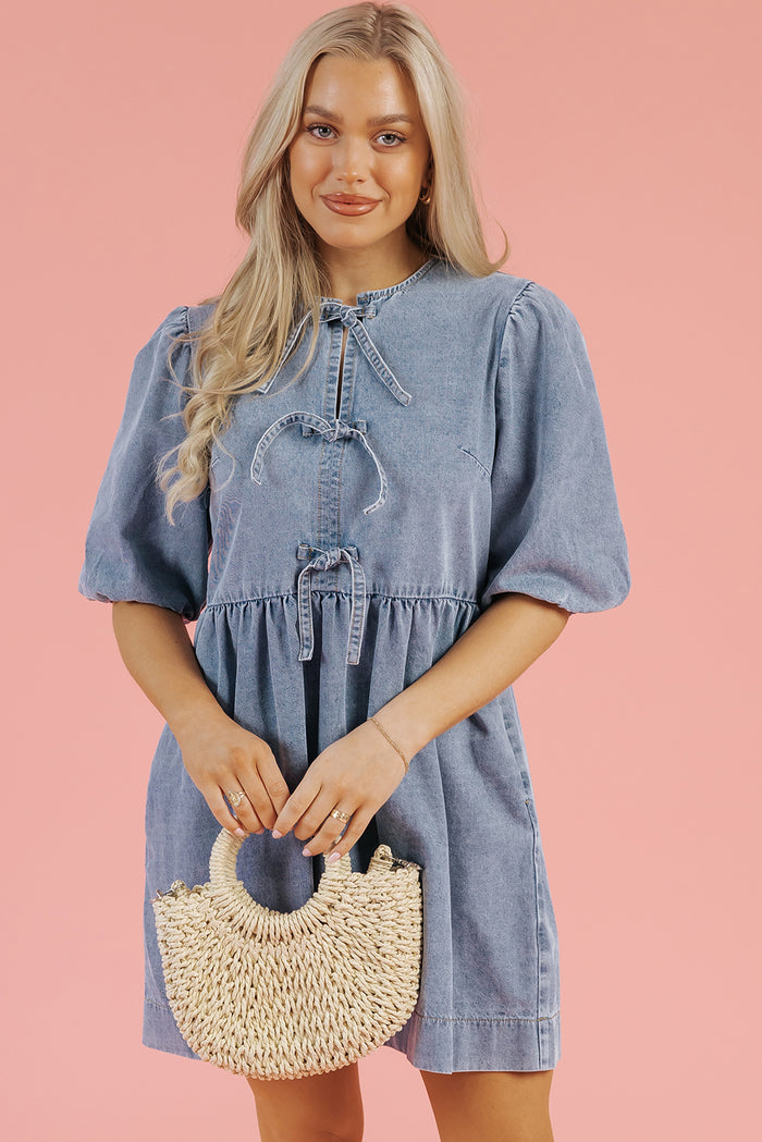 Robe courte en jean bleu crépuscule *