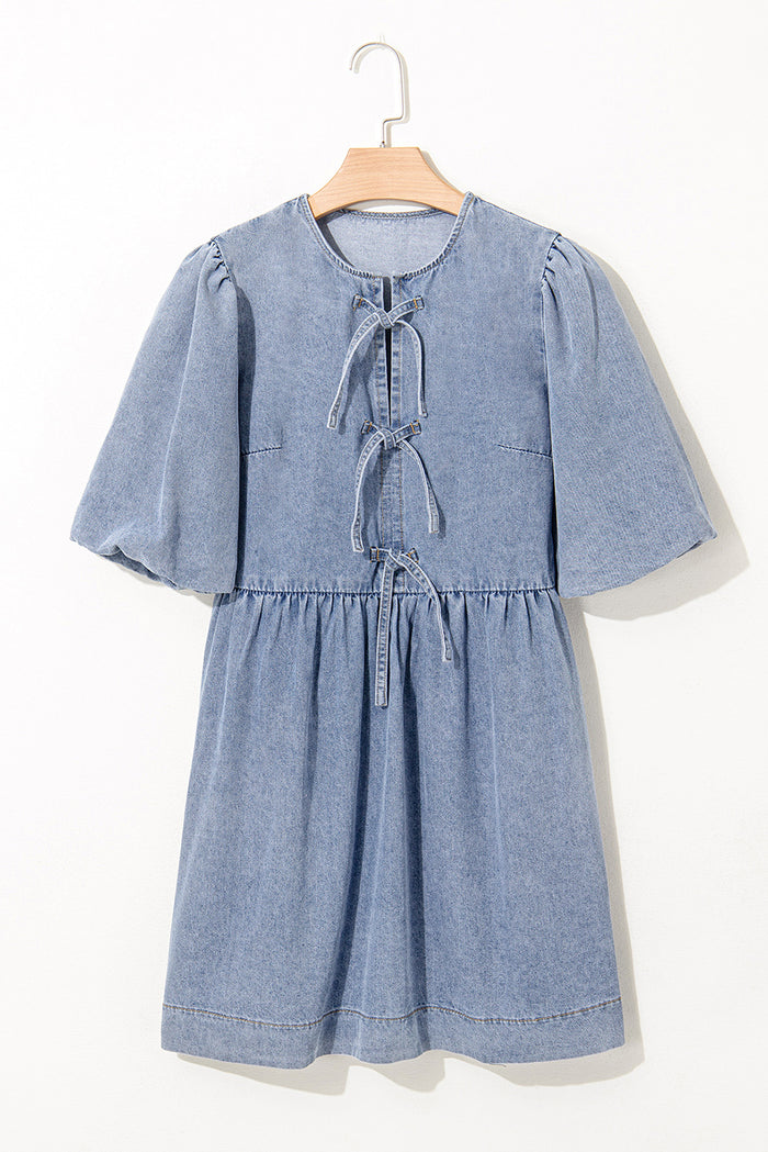 Robe courte en jean bleu crépuscule *