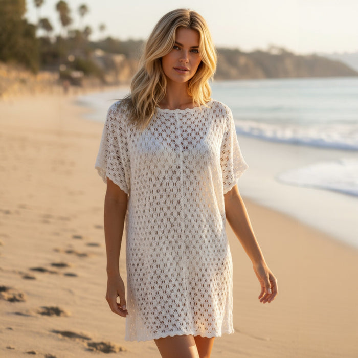 🤍 Robe crocheté blanc ajouré