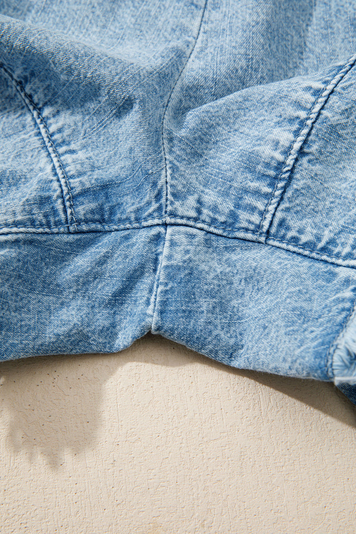 Short en jean décontracté à bords effilochés