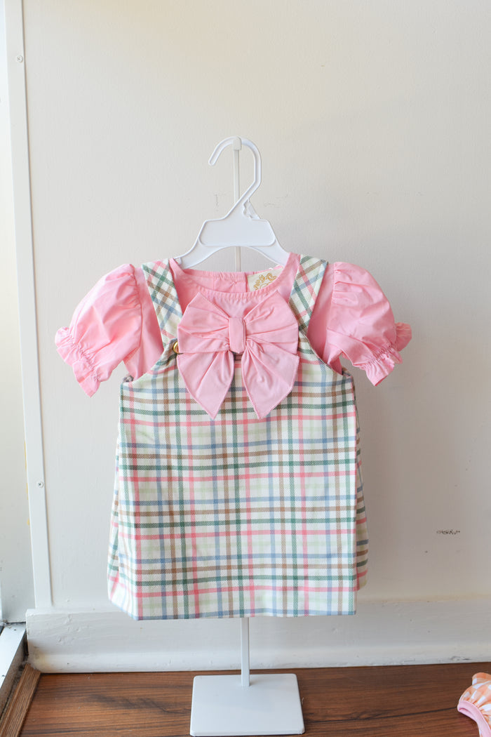 Short Sleeve Beatrice Bow Blouse-Sandpearl Pink