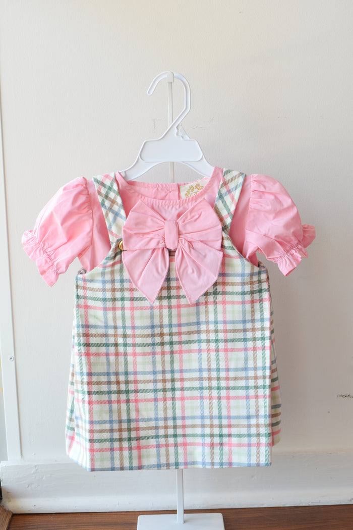 Short Sleeve Beatrice Bow Blouse-Sandpearl Pink