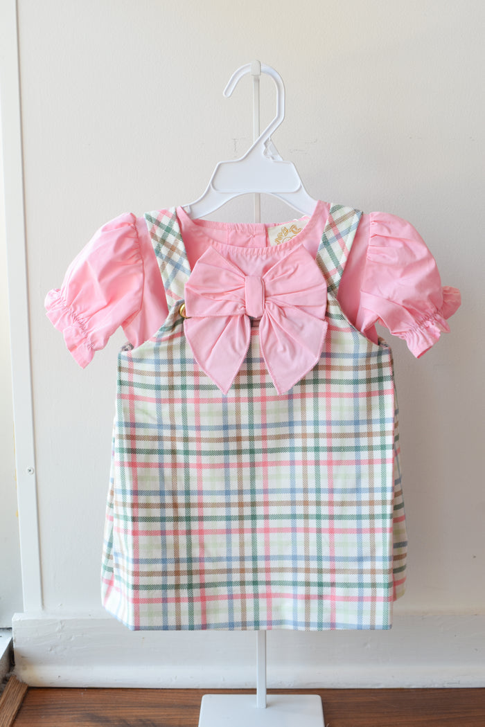 Short Sleeve Beatrice Bow Blouse-Sandpearl Pink