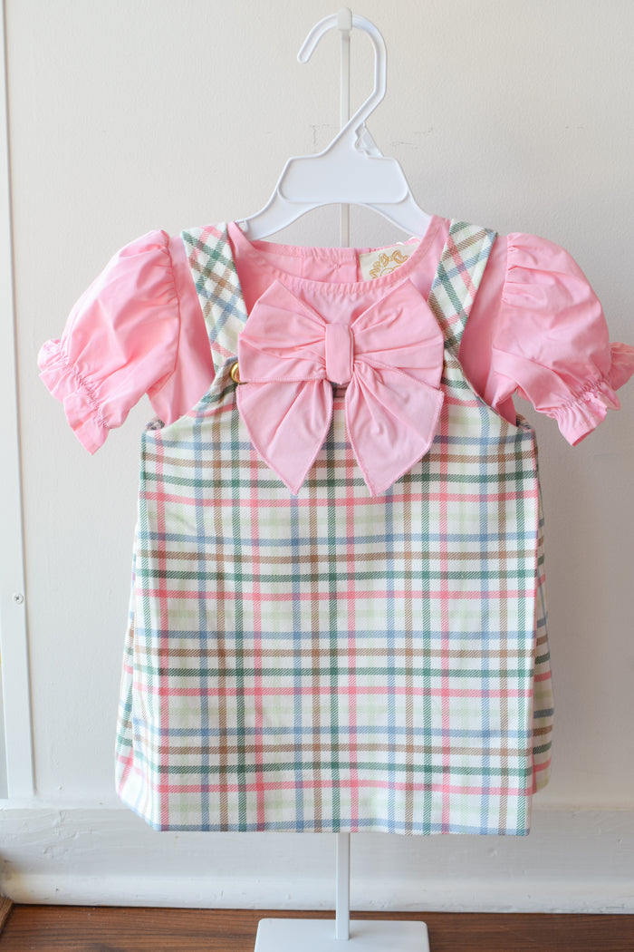 Short Sleeve Beatrice Bow Blouse-Sandpearl Pink