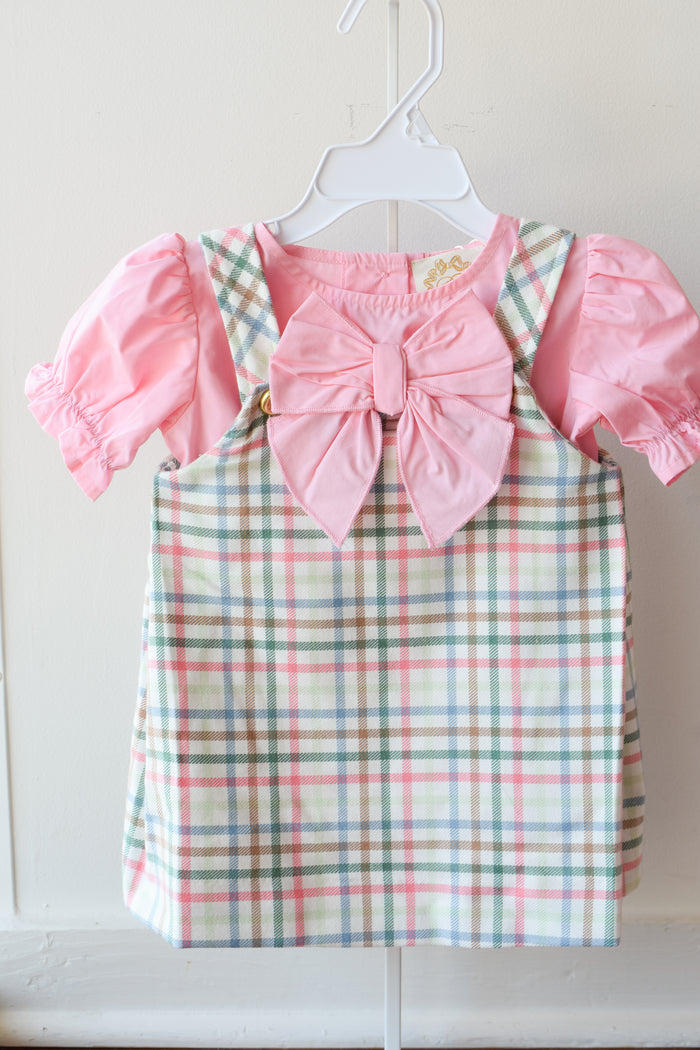 Short Sleeve Beatrice Bow Blouse-Sandpearl Pink