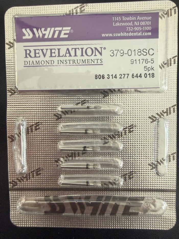SS White Revelation Diamond bur- 379-018SC Pack of 5