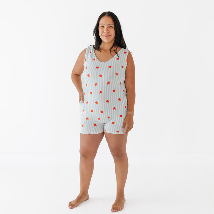 Stars & Stripes Adult Sleeveless Shorty Romper