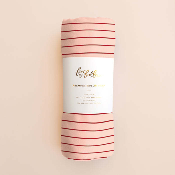 Strawberry Stripe Muslin Wrap Swaddle