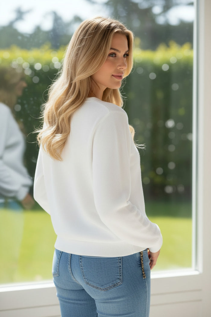 🍒 Sweat Cherry Détail Léopard Blanc