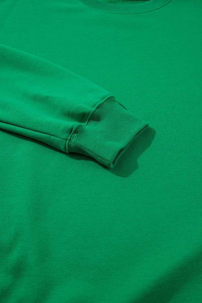 Sweat-shirt à col rond classique uni vert foncé