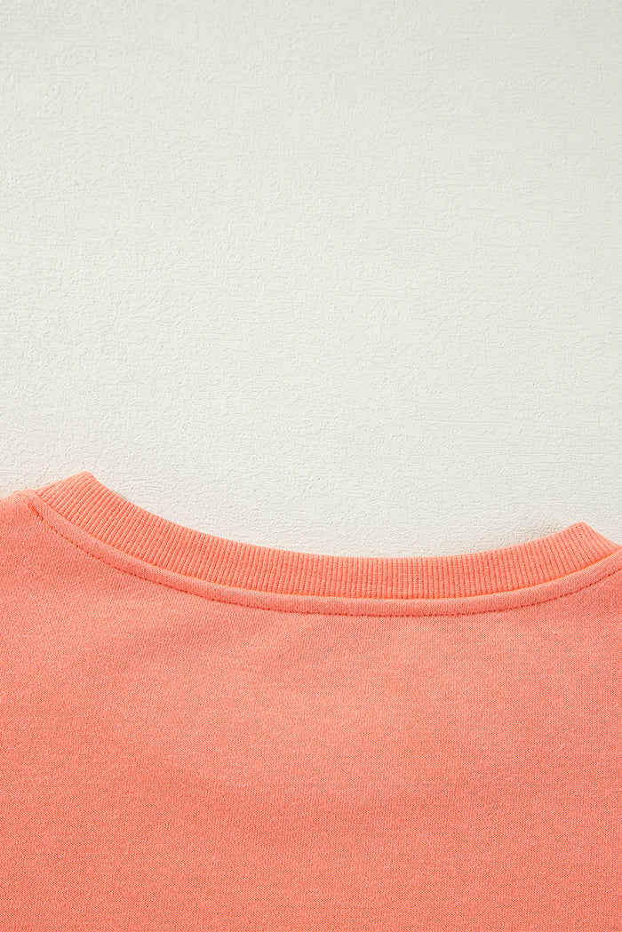 Sweat-shirt ample à manches rayées arc-en-ciel Flamingo et col rond