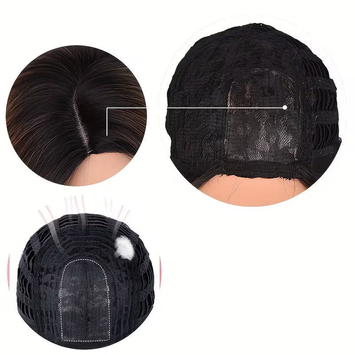 Luxury Ombre Short Bob Wig – Sleek Side-Part Synthetic Pixie Bob, Dark Root to Honey Brown Clessenza Beauty Store