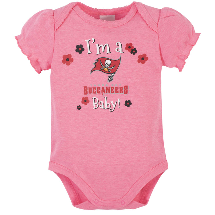 Tampa Bay Buccaneers Baby Girls Short Sleeve Bodysuits-Gerber Childrenswear
