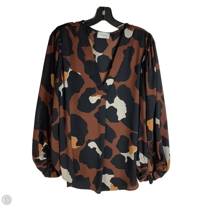 Top Long Sleeve By Adrienne In Animal Print, Size: L