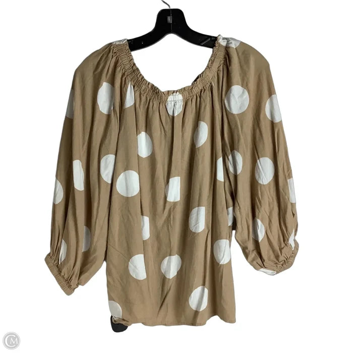 Top Long Sleeve By Cato In Polkadot Pattern, Size: L