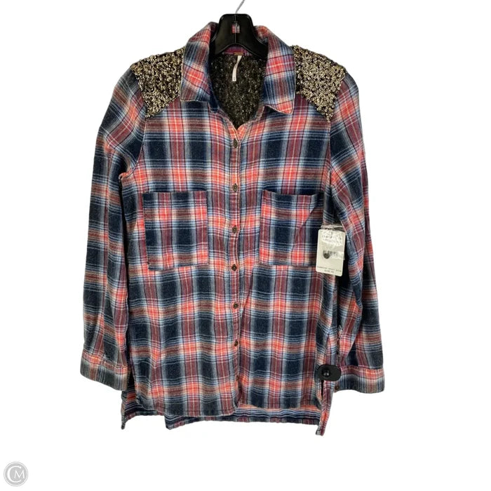 Top Long Sleeve By Free People In Plaid Pattern, Size: Xs