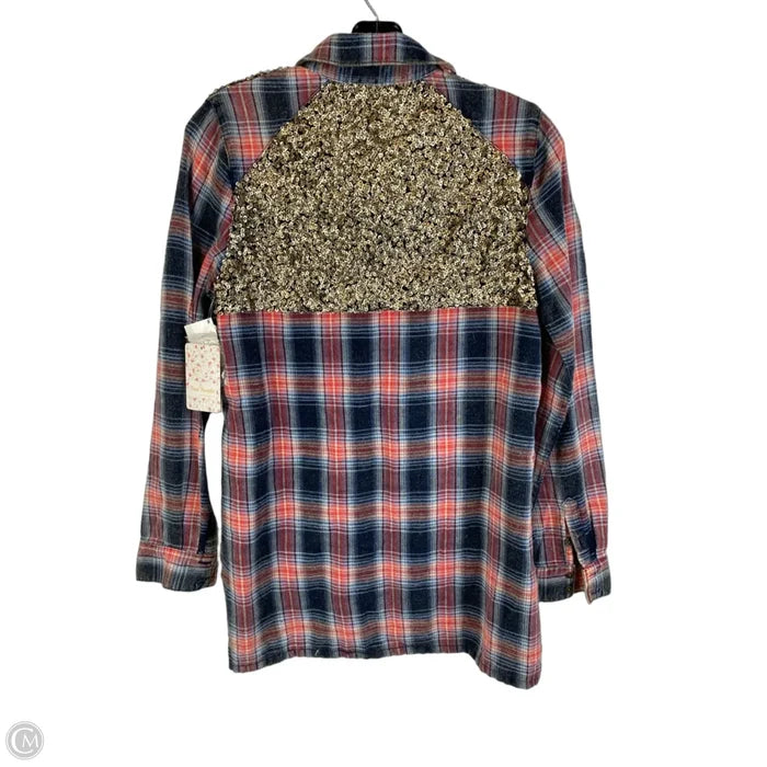 Top Long Sleeve By Free People In Plaid Pattern, Size: Xs