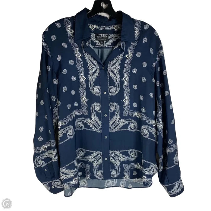Top Long Sleeve By J. Crew In Blue & White, Size: 12
