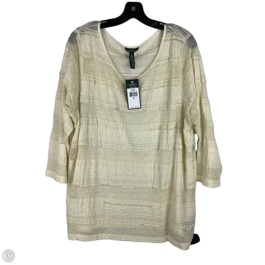 Top Long Sleeve By Lauren Jeans Co In Cream, Size: 3x