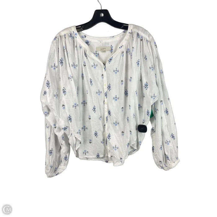 Top Long Sleeve By Loft In White, Size: L