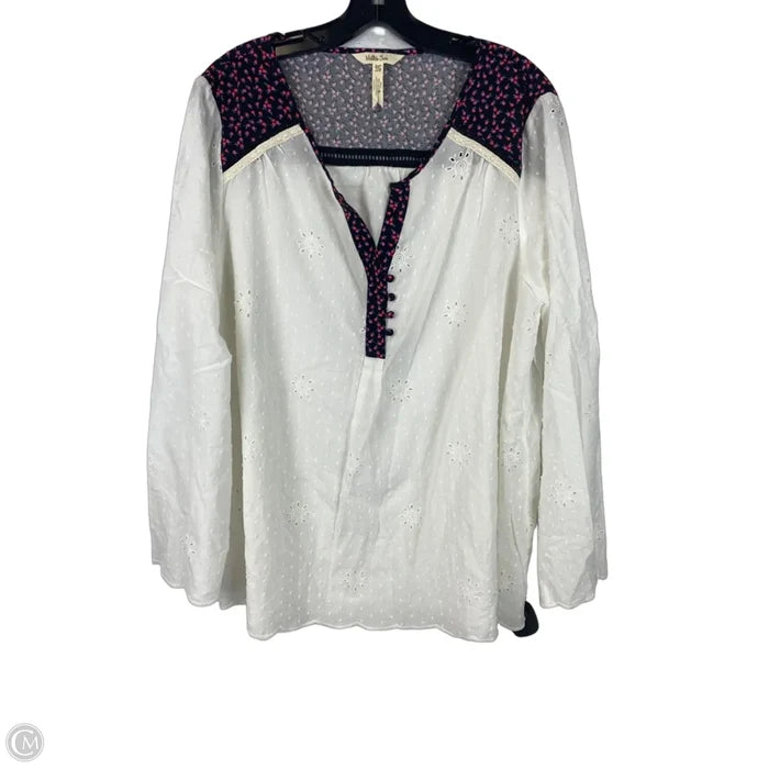 Top Long Sleeve By Matilda Jane In White, Size: Xxl