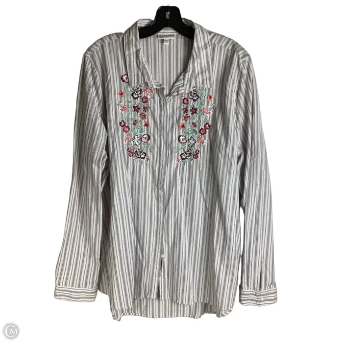Top Long Sleeve By Shyanne In Striped Pattern, Size: Xxl