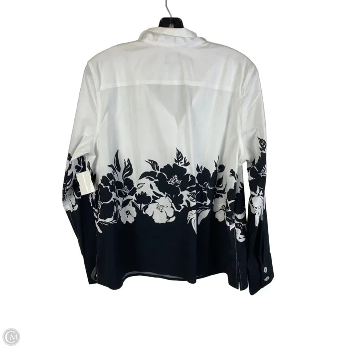 Top Long Sleeve By Talbots In Black & White, Size: L