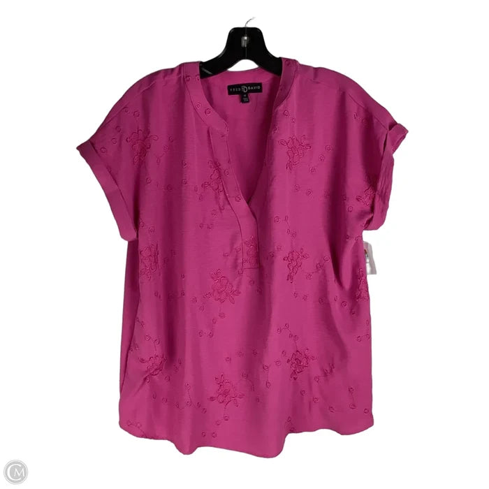 Top Short Sleeve By Fred David In Pink, Size: M